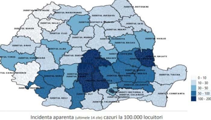 CORONAVIRUS | INSP: "În săptămâna 13 - 19 iulie, 43,4% din totalul cazurilor s-au înregistrat în București, Argeș, Brașov, Galați și Prahova"