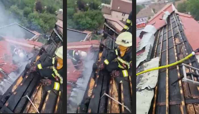 O clinică nouă din Arad a luat foc după ce a fost lovită de fulger