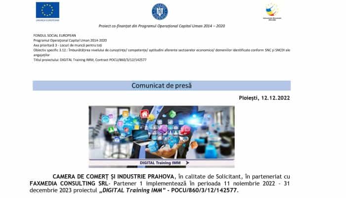 Comunicat de presă | CAMERA DE COMERȚ ȘI INDUSTRIE PRAHOVA
