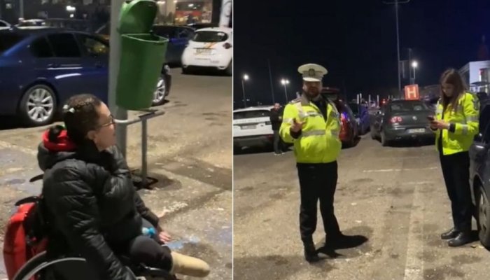 O femeie în scaun cu rotile a rămas fără maşină în parcarea unui centru comercial