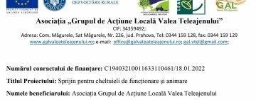 Asociația Grupul de Acțiune Locală Valea Teleajenului | Măsura M 3.2/6B ”Dezvoltarea locală a satelor”