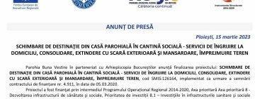 ANUNȚ DE PRESĂ | Parohia Buna Vestire în parteneriat cu Arhiepiscopia Bucureştilor
