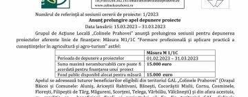 Anunţ prelungire apel depunere proiecte | Grupul de Acţiune Locală „Colinele Prahovei” 