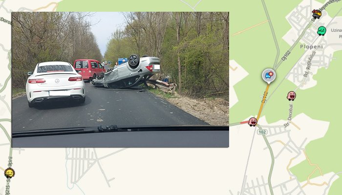 o mașină s-a răsturnat pe DJ102