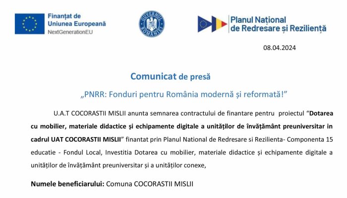 COMUNICAT DE PRESĂ