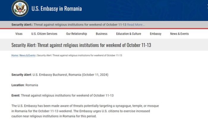 alertă ambasada SUA