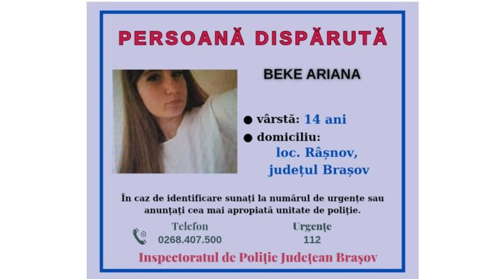 Beke Ariana, în vârstă de 13 ani, nu a mai ajuns acasă