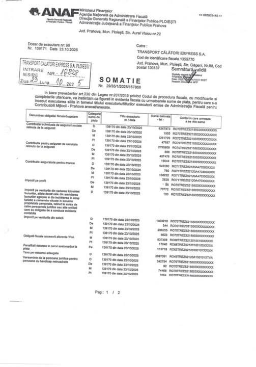 anaf executare silită tce ploiești