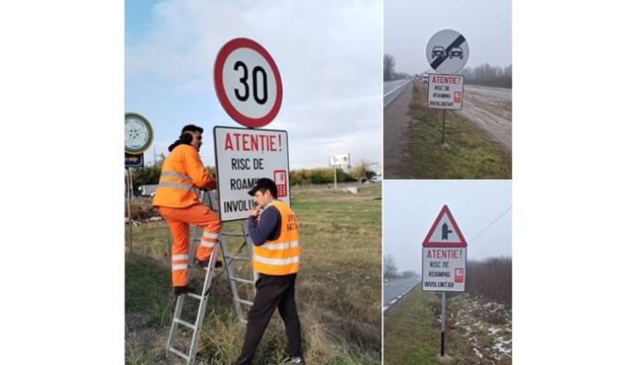 panou avertizare frontieră